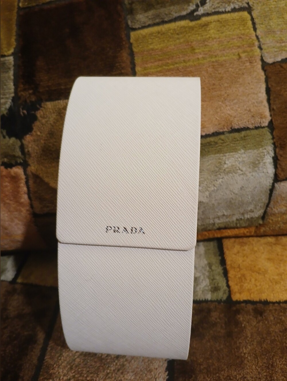 Prada White Textured Sunglasses Case